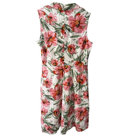 T Tahari White and Pink Floral Sleeveless Linen Blend Midi Dress Size 4, EUC - Picture 6 of 10